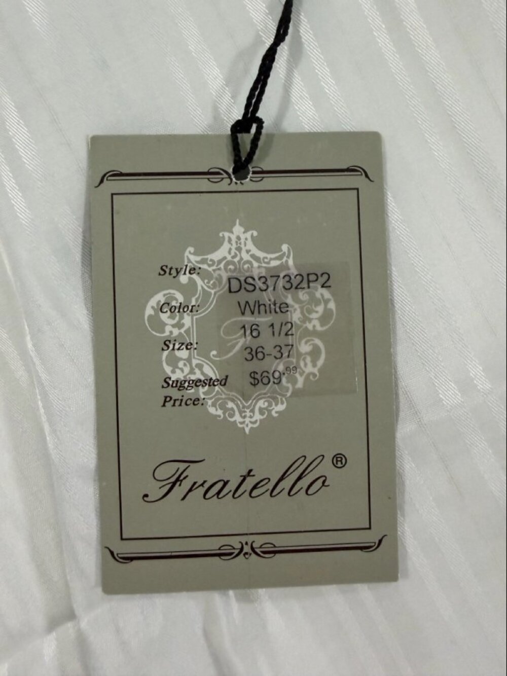 Fratello French Cuff Dress Shirt White Black Trim Textured Self-Stripe NWT 16.5 - Picture 7 of 9